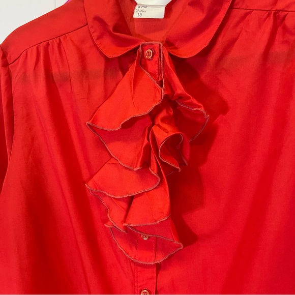 Bridgewater, Vintage Made in the USA Button Down Blouse with Ruffle. Size 18. - Picture 2 of 7